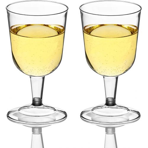  [아마존베스트]DecorRack 24 Wine Glasses, 6 Oz Plastic Party Wine Cups, Perfect for Outdoor Parties, Weddings, Picnics, Stackable, Reusable, Disposable Stemmed Clear Wine Glasses (Pack of 24)