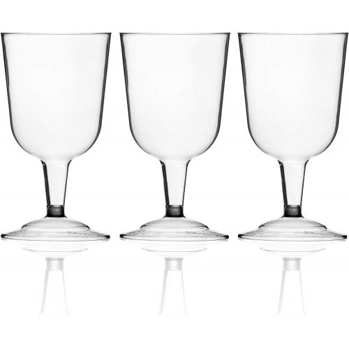  [아마존베스트]DecorRack 24 Wine Glasses, 6 Oz Plastic Party Wine Cups, Perfect for Outdoor Parties, Weddings, Picnics, Stackable, Reusable, Disposable Stemmed Clear Wine Glasses (Pack of 24)