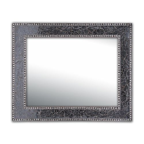  DecorShore Black/Gray Crackled Glass Decorative Wall Mirror - 30X24 Mosaic Glass Wall Mirror, Vanity Mirror, Glamorous (Black/Gray)