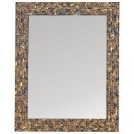 DecorShore Multi-Colored & Gold, Luxe Mosaic Glass Framed Wall Mirror, Decorative Embossed Mosaic Rectangular Vanity Mirror/Accent Mirror (Large)