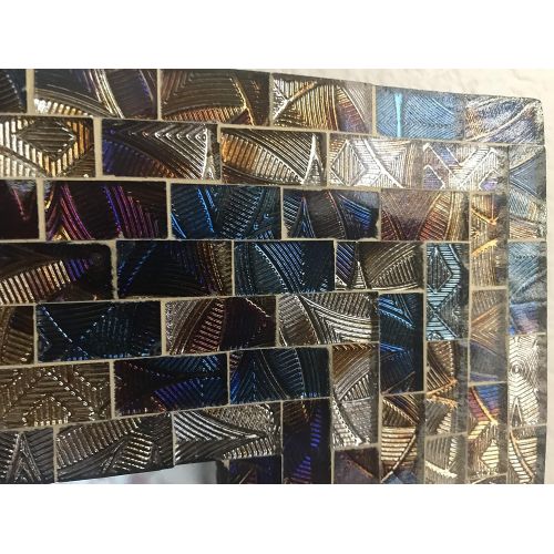  DecorShore Multi-Colored & Gold, Luxe Mosaic Glass Framed Wall Mirror, Decorative Embossed Mosaic Rectangular Vanity Mirror/Accent Mirror (Large)