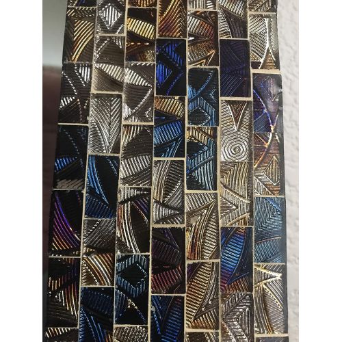  DecorShore Multi-Colored & Gold, Luxe Mosaic Glass Framed Wall Mirror, Decorative Embossed Mosaic Rectangular Vanity Mirror/Accent Mirror (Large)