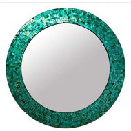 DecorShore 24 Turquoise, Handmade Wall Mirror, Decorative Glass Mosaic by