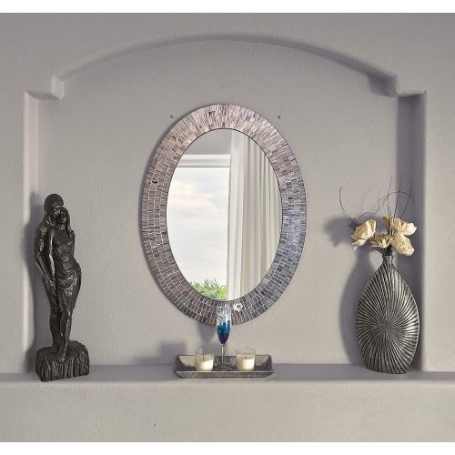  DecorShore Bohemian Rainbow Rhapsody Wall Mirror -Glass Mosaic Decorative Wall Mirror, Multi Color Spectrum Wall Mountable, 24 Multi-Color Framed Mirror (24 in. X 24 in. Round)