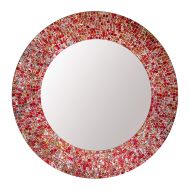 DecorShore 24 Traditional Mosaic Mirror, Wall Mirror, Decorative Wall Mirror (Red & Silver)