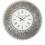 DecorShore 22.5 SilverTurquoise Mosaic Wall Clock, Decorative Round Wall Clock