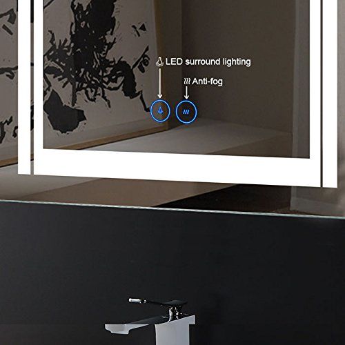  Decoraport 28 x 36 in Horizontal LED Bathroom Mirror with Anti-Fog and Clock Function (DK-A-CK150-C)