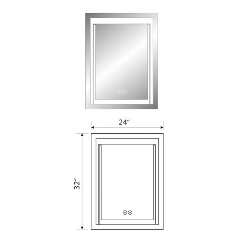  Decoraport 28 x 36 in Horizontal LED Bathroom Mirror with Anti-Fog and Clock Function (DK-A-CK150-C)