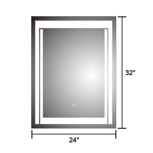  Decoraport 28 x 36 in Horizontal LED Bathroom Mirror with Anti-Fog and Clock Function (DK-A-CK150-C)