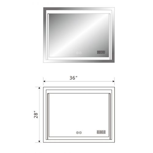  Decoraport 28 x 36 in Horizontal LED Bathroom Mirror with Anti-Fog and Clock Function (DK-A-CK150-C)