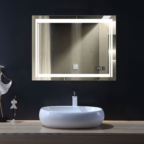  Decoraport 28 x 36 in Horizontal LED Bathroom Mirror with Anti-Fog and Clock Function (DK-A-CK150-C)