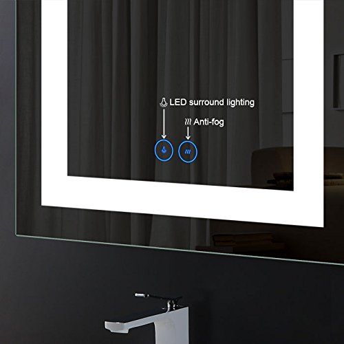  Decoraport DECORAPORT 48 Inch 24 Inch Horizontal LED Wall Mounted Lighted Vanity Bathroom Silvered Mirror with Touch Button (A-CK010-E)