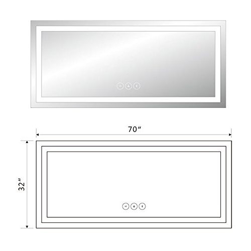  Decoraport DECORAPORT 48 Inch 24 Inch Horizontal LED Wall Mounted Lighted Vanity Bathroom Silvered Mirror with Touch Button (A-CK010-E)