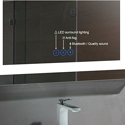  Decoraport DECORAPORT 48 Inch 24 Inch Horizontal LED Wall Mounted Lighted Vanity Bathroom Silvered Mirror with Touch Button (A-CK010-E)