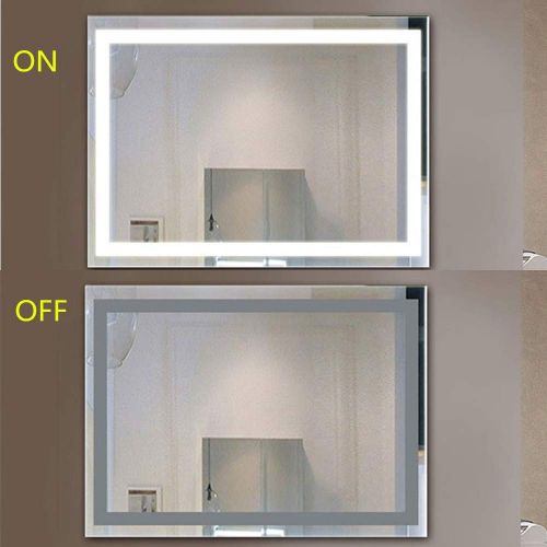  Decoraport DECORAPORT 48 Inch 24 Inch Horizontal LED Wall Mounted Lighted Vanity Bathroom Silvered Mirror with Touch Button (A-CK010-E)