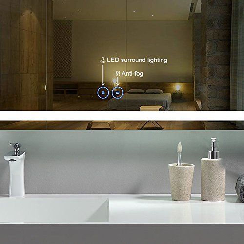  Decoraport DECORAPORT 48 Inch 24 Inch Horizontal LED Wall Mounted Lighted Vanity Bathroom Silvered Mirror with Touch Button (A-CK010-E)