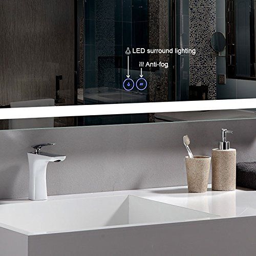  Decoraport DECORAPORT 48 Inch 24 Inch Horizontal LED Wall Mounted Lighted Vanity Bathroom Silvered Mirror with Touch Button (A-CK010-E)