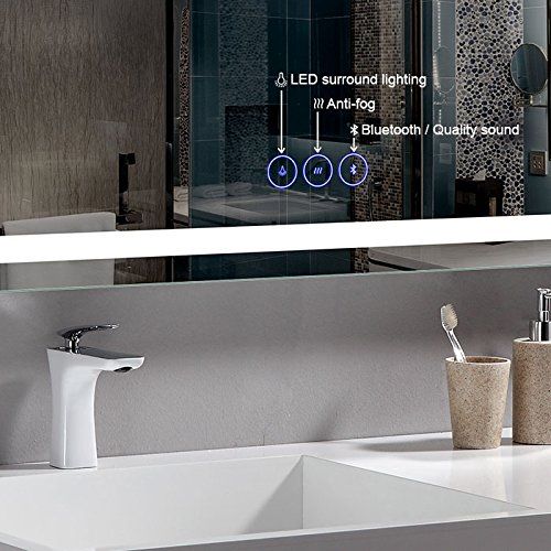  Decoraport DECORAPORT 48 Inch 24 Inch Horizontal LED Wall Mounted Lighted Vanity Bathroom Silvered Mirror with Touch Button (A-CK010-E)