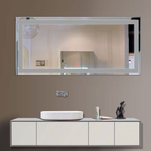  Decoraport DECORAPORT 48 Inch 24 Inch Horizontal LED Wall Mounted Lighted Vanity Bathroom Silvered Mirror with Touch Button (A-CK010-E)