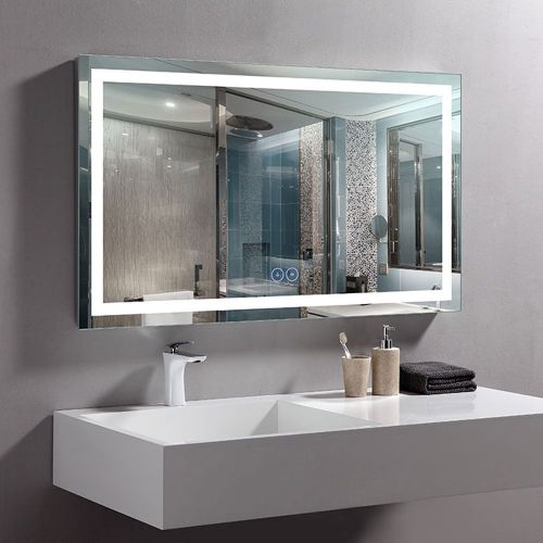  Decoraport DECORAPORT 48 Inch 24 Inch Horizontal LED Wall Mounted Lighted Vanity Bathroom Silvered Mirror with Touch Button (A-CK010-E)