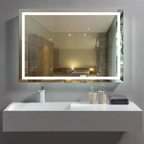  Decoraport DECORAPORT 48 Inch 24 Inch Horizontal LED Wall Mounted Lighted Vanity Bathroom Silvered Mirror with Touch Button (A-CK010-E)