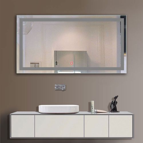  Decoraport DECORAPORT 48 Inch 24 Inch Horizontal LED Wall Mounted Lighted Vanity Bathroom Silvered Mirror with Touch Button (A-CK010-E)