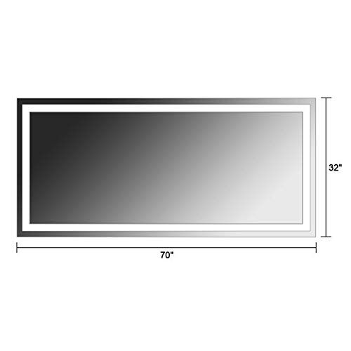  Decoraport DECORAPORT 70 Inch 32 Inch Horizontal LED Wall Mounted Lighted Vanity Bathroom Silvered Mirror with Touch Button (A-CK010-A)