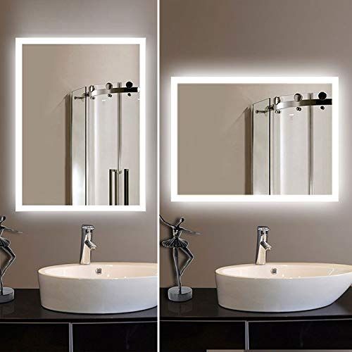  Decoraport 36 in LED Bathroom Square Mirror with Infrared Sensor Lighted Wall Mounted Backlit Makeup Vanity Mirror (N031-EG)