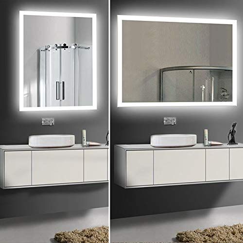  Decoraport 36 in LED Bathroom Square Mirror with Infrared Sensor Lighted Wall Mounted Backlit Makeup Vanity Mirror (N031-EG)