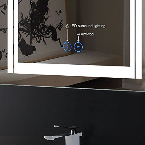  Decoraport DECORAPORT 36 Inch * 28 Inch Horizontal LED Wall Mounted Lighted Vanity Bathroom Silvered Mirror Large Cosmetic Mirror with Touch Button (A-CK150-L)