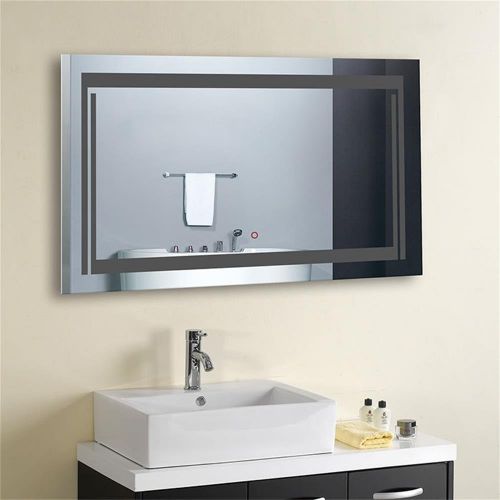  Decoraport DECORAPORT 36 Inch * 28 Inch Horizontal LED Wall Mounted Lighted Vanity Bathroom Silvered Mirror Large Cosmetic Mirror with Touch Button (A-CK150-L)
