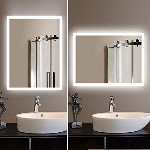  Decoraport 24x32 in LED Bathroom Mirror with Infrared Sensor,Horizontal/Vertical Vanity Lighted Makeup Backlit Wall Mounted Mirror (N031-G)