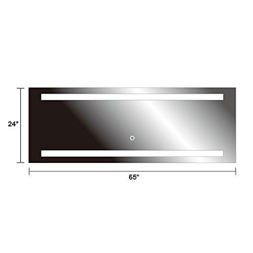  Decoraport 65 Inch 24 Inch Horizontal LED Wall Mounted Lighted Vanity Bathroom Silvered Mirror Touch Button (A-C230)