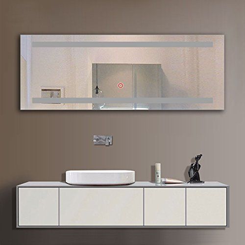  Decoraport 65 Inch 24 Inch Horizontal LED Wall Mounted Lighted Vanity Bathroom Silvered Mirror Touch Button (A-C230)