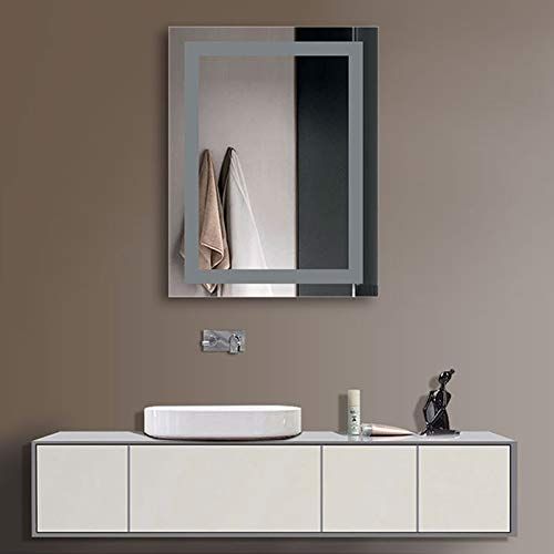  Decoraport 28x36 in Horiztontal Rectangle LED Bathroom Mirror with Infrared Sensor Vertical Illuminated Lighted Vanity Wall Mounted Mirror (A-CK168-IG)