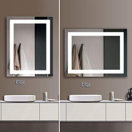  Decoraport 28x36 in Horiztontal Rectangle LED Bathroom Mirror with Infrared Sensor Vertical Illuminated Lighted Vanity Wall Mounted Mirror (A-CK168-IG)