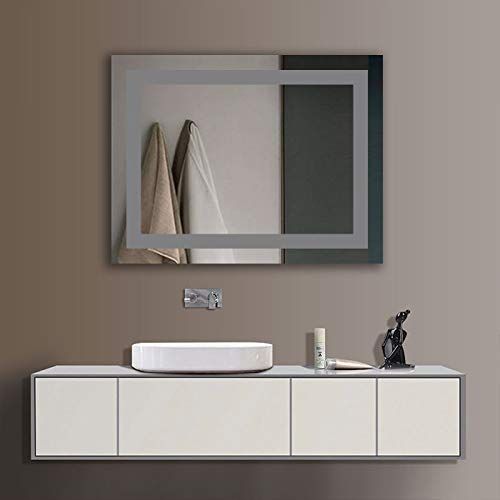  Decoraport 28x36 in Horiztontal Rectangle LED Bathroom Mirror with Infrared Sensor Vertical Illuminated Lighted Vanity Wall Mounted Mirror (A-CK168-IG)