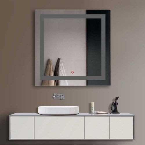  Decoraport 28x36 in Horiztontal Rectangle LED Bathroom Mirror with Infrared Sensor Vertical Illuminated Lighted Vanity Wall Mounted Mirror (A-CK168-IG)