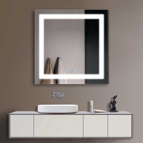  Decoraport 28x36 in Horiztontal Rectangle LED Bathroom Mirror with Infrared Sensor Vertical Illuminated Lighted Vanity Wall Mounted Mirror (A-CK168-IG)