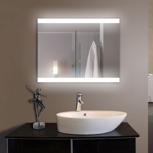  Decoraport DECORAPORT 36 Inch * 28 Inch Horizontal LED Wall Mounted Lighted Vanity Bathroom Silvered Mirror Large Cosmetic Mirror with Touch Button (A-CL056)
