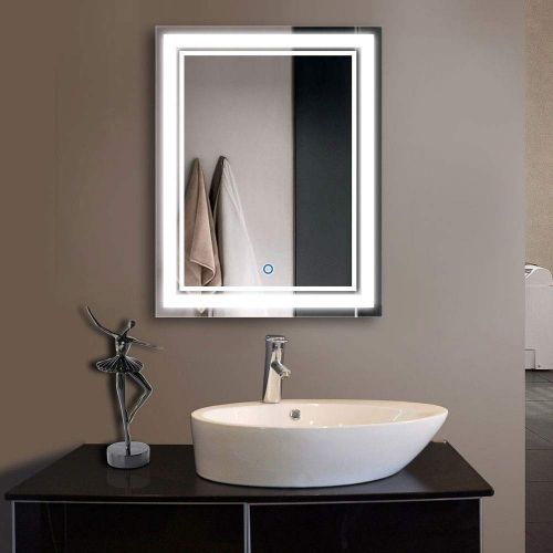  Decoraport DECORAPORT Vertical LED Wall Mounted Lighted Vanity Bathroom Silvered Mirror with Touch Button - 28 Inch * 36 Inch (DK-OD-CK160-I)
