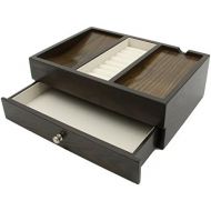 Decore Bay Executive Mens Oak Wood Valet Storage Organizer Mens Jewelry Box (OAK GRAIN)