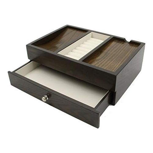  Decore Bay Executive Mens Oak Wood Valet Storage Organizer Mens Jewelry Box (OAK GRAIN)