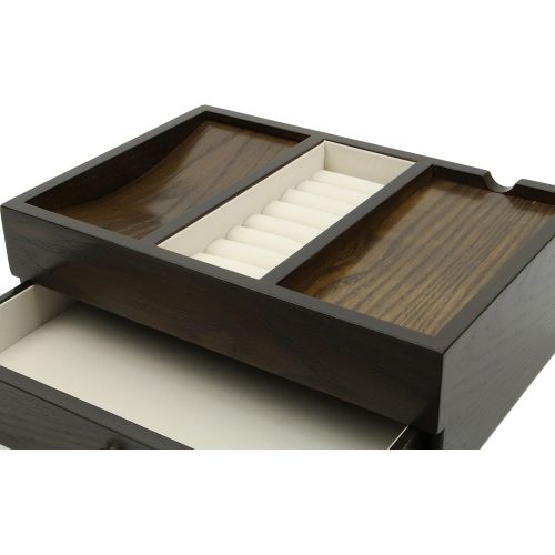  Decore Bay Executive Mens Oak Wood Valet Storage Organizer Mens Jewelry Box (OAK GRAIN)