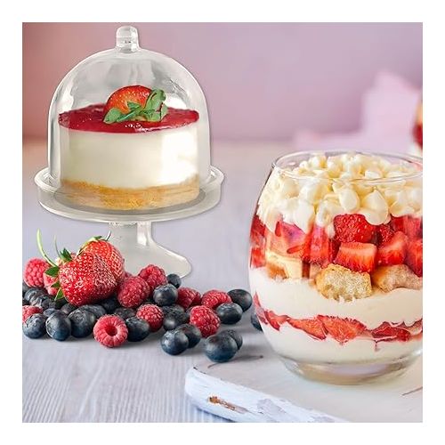  DecorLine Luxurious Clear Plastic Mini Cake Stands - Pack of 5 - Chic & Versatile Design - Perfect for Any Occasion