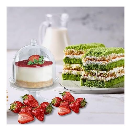  DecorLine Luxurious Clear Plastic Mini Cake Stands - Pack of 5 - Chic & Versatile Design - Perfect for Any Occasion