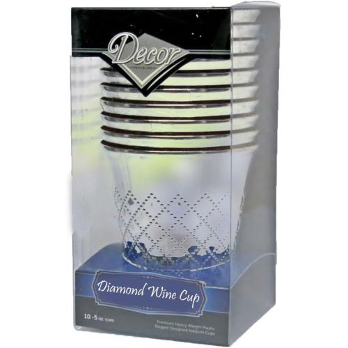  [아마존베스트]Decorline Diamond Kiddush Disposable Cups Silver 10pc