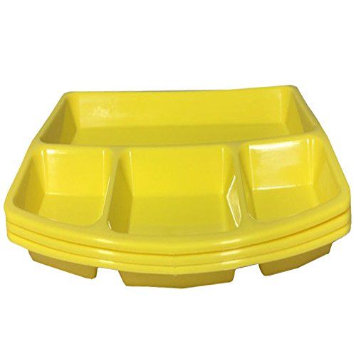  Decornt Food-Grade Virgin Plastic (Microwave-Safe) 4-Compartments Divided-Dinner Plate; Set of 3; Length 12 Inches X Breadth 9 Inches; Yellow Color.