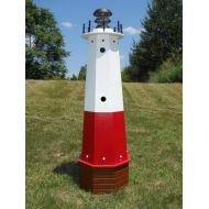 /Decorstorehouse Well pump cover wooden lighthouse with solar light decorative lawn and garden handmade outdoor ornament - 48 in. tall - Vermilion lighthouse
