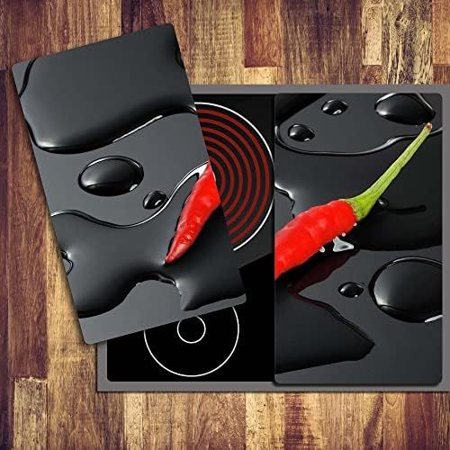  [아마존베스트]decorwelt Hob cover plates 2 x 30 x 52 cm, ceramic hob cover, 2-piece, universal electric hob, induction for hobs, stove protection, decorative chopping board, safety glass, splash